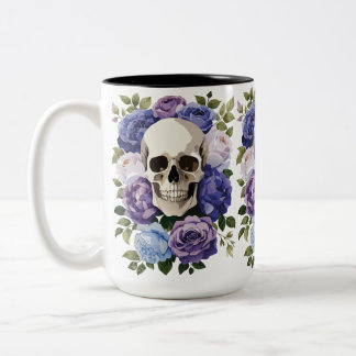 Taza Bicolor Skull and Roses – Gothic Floral