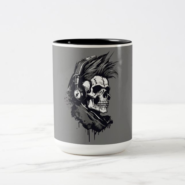 Taza Bicolor Skull designe punk Triageshop designe (Centro)