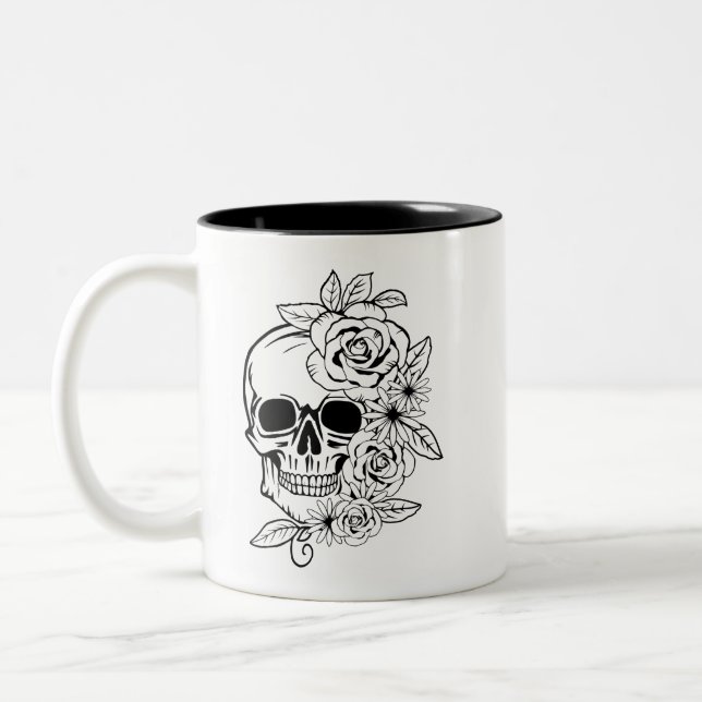 Taza Bicolor Skull Floral Art (Izquierda)