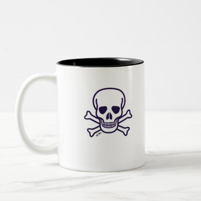 Taza Bicolor Skull n Bones dos tonos de mugre (Izquierda)