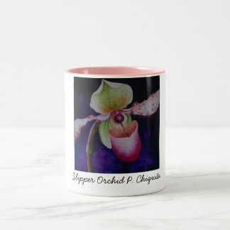 Taza Bicolor Slipper Orchid P. Chiquita Watercolor Art