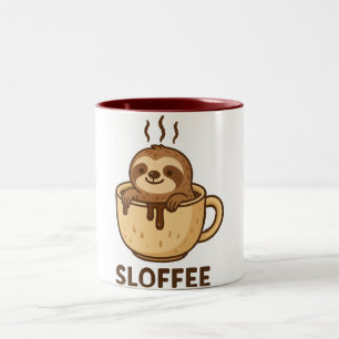 Taza Bicolor SLOFFEE — Café Perezoso Lindo Perezoso Divertid