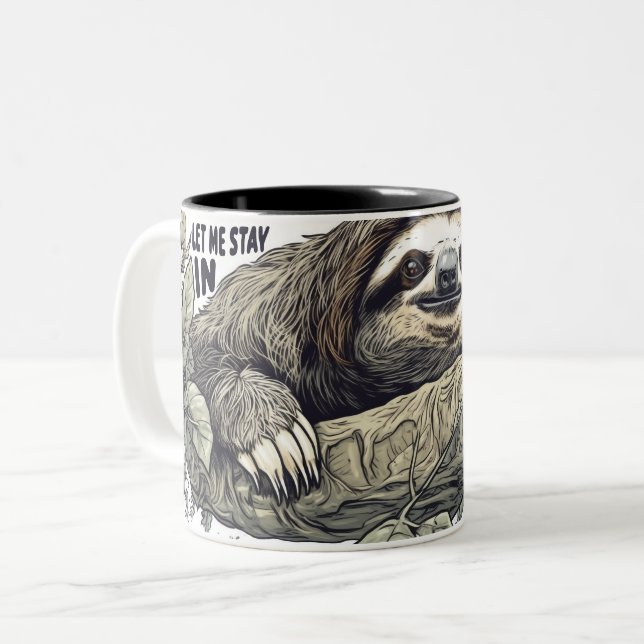 Taza Bicolor Sloth - Déjame quedarme en Bed Mug (Anverso izquierdo)