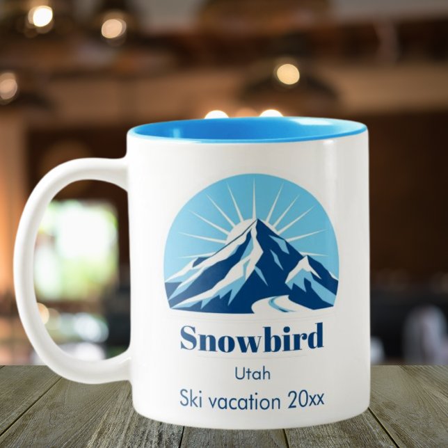 Taza Bicolor Snowbird Utah USA recuerdo de esquí café (Subido por el creador)