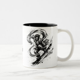 Taza Bicolor Snowboard Brush Art - Snowboarder Fujin God