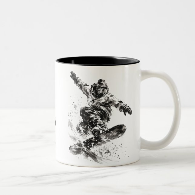 Taza Bicolor Snowboard Brush Art - Snowboarder Light (Derecha)