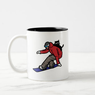 Taza Bicolor Snowboard con mi gato