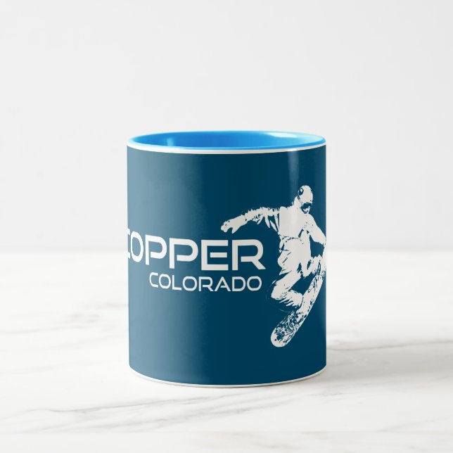 Taza Bicolor Snowboard de Copper Mountain Colorado (Centro)