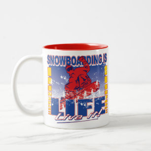 Taza Bicolor Snowboard es Life Live It