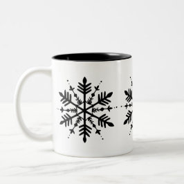 Taza Bicolor Snowflake gráfico minimalista en blanco y negro