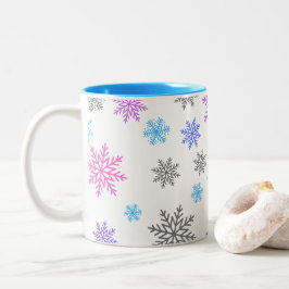 Taza Bicolor Snowflakes Coffee Mug