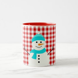 Taza Bicolor Snowman en Plaid