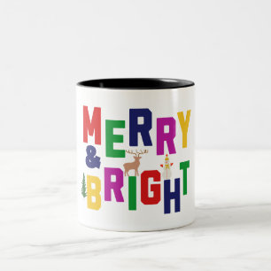 Taza Bicolor Snowman, reno de pino blanco y brillante