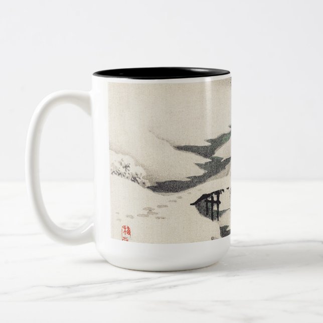 Taza Bicolor Snowscape por Kōno Bairei (Izquierda)