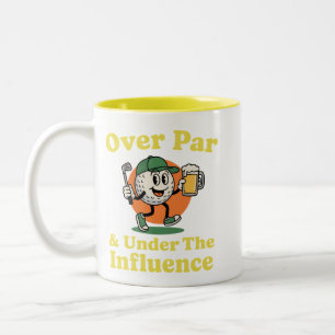 Taza Bicolor Sobre par y bajo la influencia de golf bebiendo 