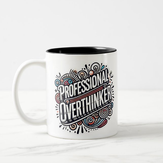 Taza Bicolor Sobrepensador profesional - regalo de diversión y  (Izquierda)