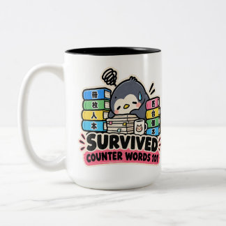 Taza Bicolor Sobreviví a las palabras contadoras japonesas