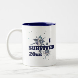 Taza Bicolor Sobreviví al virus Blue Covid de dos tonos café Mu