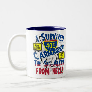 Taza Bicolor Sobreviví Carmageddon - autopista 405