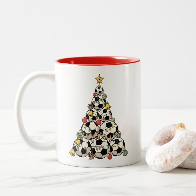 Taza Bicolor Soccer Christmas Tree (Con donut)