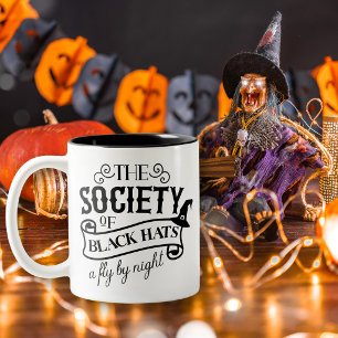 Taza Bicolor Sociedad de Sombreros Negros Bruja Halloween