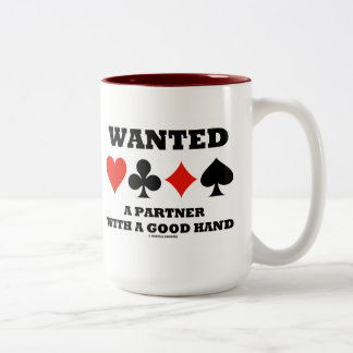 Taza Bicolor Socio Buscado Con Una Buena Mano (Cuatro Trajes De