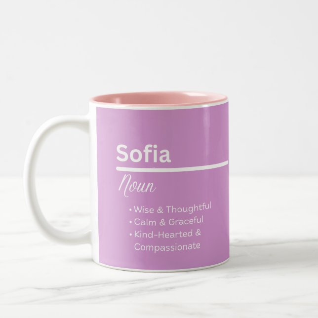 Taza Bicolor Sofia Girl Name Definition Mug | Personalized Gift (Izquierda)