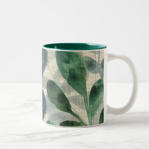 Taza Bicolor Sofisticación verde: hojas tropicales