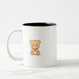Taza Bicolor Soft Heart Big Love Cute Teddy Bear Mugs 