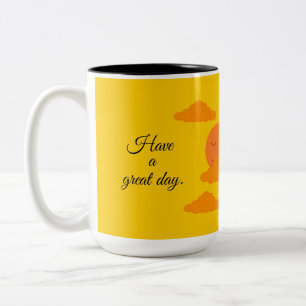 Taza Bicolor Sol anaranjado en cielo dorado: