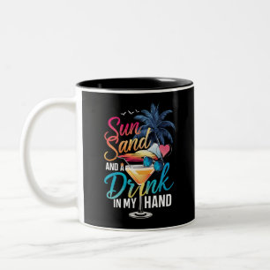 Taza Bicolor Sol Arena y una Bebida en Mi Mano Crucero de Playa