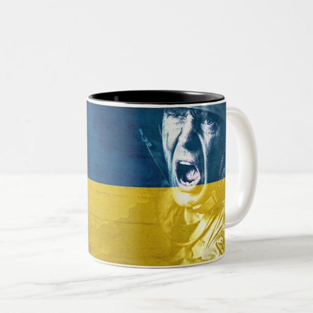 Taza Bicolor Soldado ucraniano de paz en guerra (Anverso derecho)