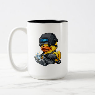 Taza Bicolor Soldador de Pato de Goma