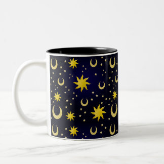 Taza Bicolor Soles, Lunas y Estrellas Celestiales Whimsigoth