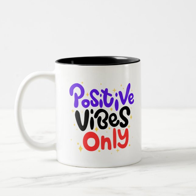 Taza Bicolor Sólo mug de vibraciones positivas (Izquierda)
