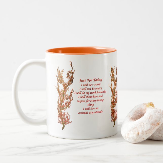 Taza Bicolor Sólo para hoy Reiki Inspirador (Con donut)