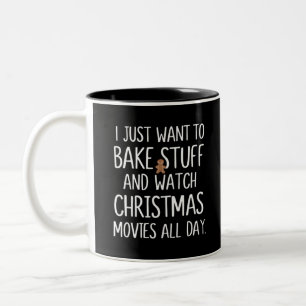 Taza Bicolor Sólo Quiero Hornear Cosas y Ver Películas de Navid