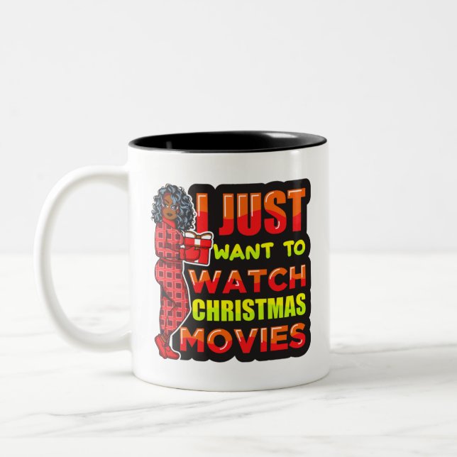 Taza Bicolor Solo quiero ver películas de Navidades (Izquierda)