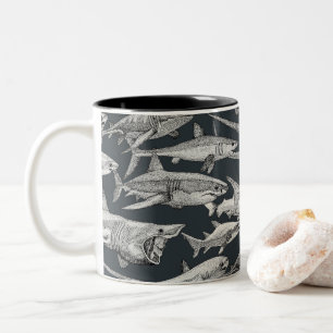Taza Bicolor solo tiburones negro metalizado