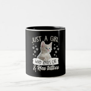 Taza Bicolor Sólo un Chica de amor gato gatito tiene regalos de