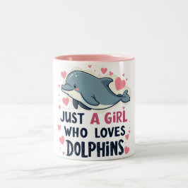 Taza Bicolor Sólo un Chica que ama a los delfines