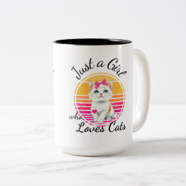 Taza Bicolor Sólo un Chica que ama a los gatos