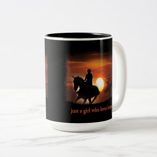 Taza Bicolor solo un chica que ama los caballos (Anverso derecho)
