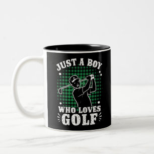 Taza Bicolor Solo un chico que ama el palo de golf golfista gol