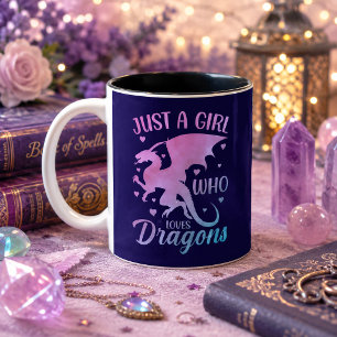 Taza Bicolor Solo una chica que ama los dragones - Fantasía Dra