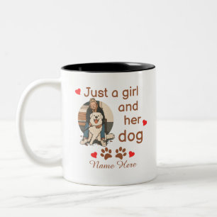 Taza Bicolor Solo Una Chica Y Su Perro Nombre Personalizado