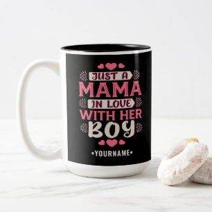 Taza Bicolor Sólo una mamá enamorada de su hijo