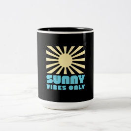 Taza Bicolor Sólo Vibes Sunny - Gráfico Retro Sunshine Negrita
