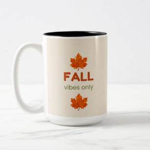 Taza Bicolor Sólo Vibraciones de Otoño Diseño de Otoño Acogedor
