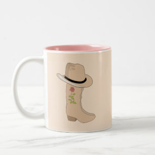 Taza Bicolor Sombrero Country & Botas sobre beige